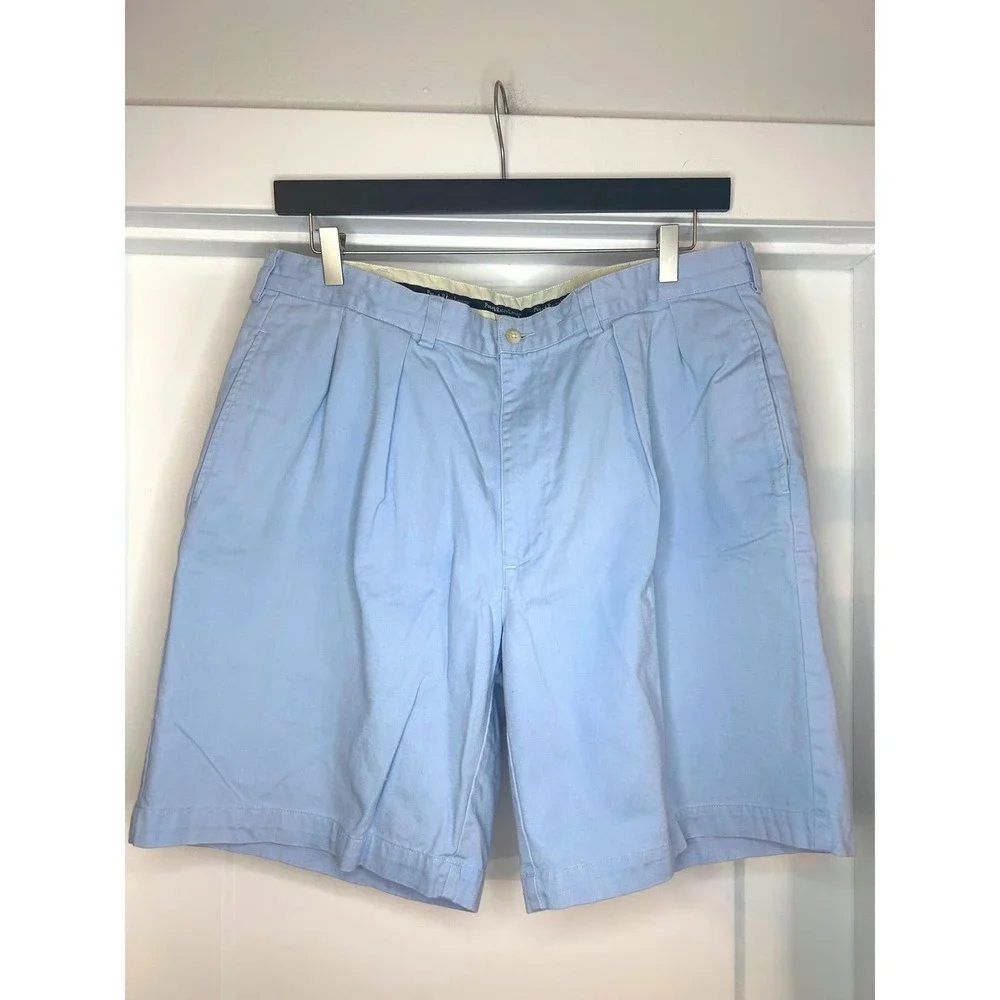Polo‎ Ralph Lauren Mens Light Blue Pleated Cotton Chino Shorts 38 Coastal Preppy